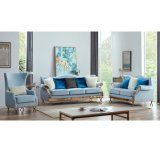 Fabric Sofa Living Room Fabric Recliner Chair Living Room Sofa Set with Gold Leg Blue Velvet Sofa