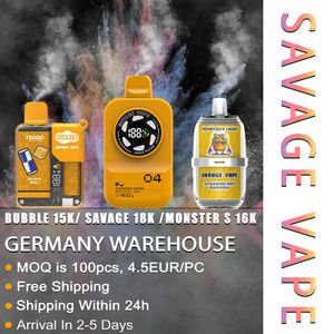 Savage Bubble 15000 Puffs 30000 25000 20000 18000 16000 8000 Disposable Electronic Cigarette Hookah Price Wape Randm Tornado Pen EU Warehouse Vape