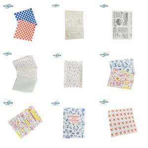 Blue and White Checkered Greaseproof Deli Paper Sheets Food Grade Hamburger Wrap