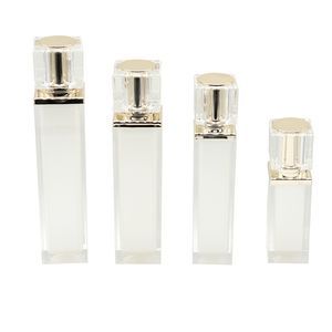 Custom Luxury Container Cosmetic Packaging Square Lotion Pump Cosmetic Jar Acrylic Plastic Bottle