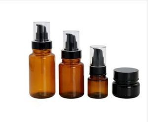 Cosmetic Packaging Skincare Container 60ml 100ml 120ml 180ml Empty Amber Glass Bottle Set Serum Toner Spray Bottle