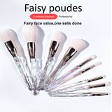 Transparent Color Handle Professional 8 PCS Makeup Makeup Brush Set Beauty Travel Makeup Brushpowder Angled Contour Blush Foundation Crease Eye Shadow