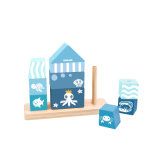 Baby Toys Marine Block Tower Animal Educational Wooden Toy