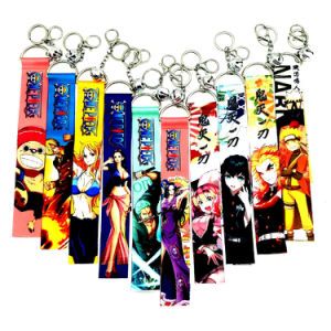 Wholesale Bulk Designer Customized Polyester Cute Cartoon Wrist Strap Dye Sublimation Printing Wristlet Short Anime Keychain Lanyard with Logo Custom