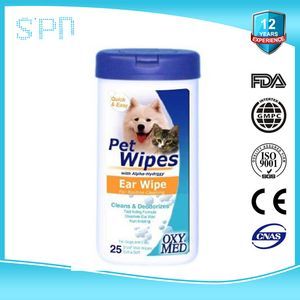 Biodegradable Nonwovens 25count Disposable Pet Wipes in Can Antibacterial Smell Removing Disinfect Wet Soft Pet Wipe with Aloe Vera and Vitamin E