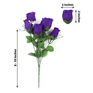 Wholesale Decoration Purple Premium Silk Rose Bud Bouquets Artificial Flower