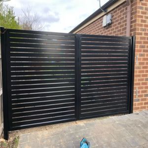 Steel Aluminum Garden Powder Coating Privacy Slat Fencing Double Swing Gate