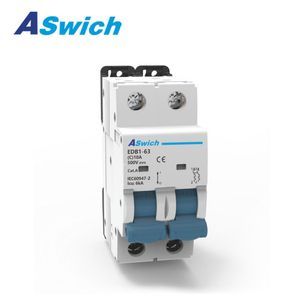 Aswich Factory Price 10A 500V 1000V DC Power Circuit Breaker MCB