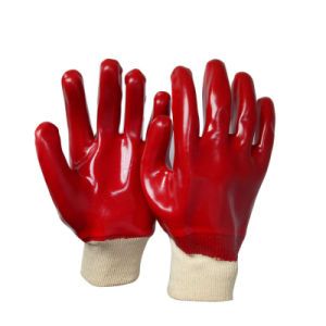 Fully Dipped Red PVC Gloves Safety Industrial Work Glove