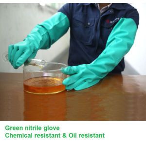 Chemical Resistant Green Nitrile Industrial Gloves