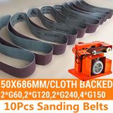 7PCS Sanding Belt Sander 50X686mm 120/240/320/400/600/800/1000 Grit Sandpaper Abrasive Bands Tool Wood Soft Metal Polishing