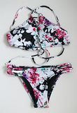Floral Print Swimsuit for Women Sexy Sling Padded Push up Bikini Set