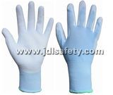 Light Sky Blue Garden Weeding Labor Protect Safety PU Palm Coated Blue Nylon Work Glove