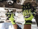 Hi-Viz Yellow Polyester Specialty Hand Protection Anti Vibration Anti-Impact Work Gloves with Knitted Wrist