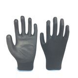 Black PU Palm Coated Safety Work Protective Industrial Labor Gloves for Garden