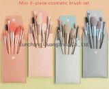 Candy Color Wooden Handle Products 8PCS Makeup Brush Kit with Wallet