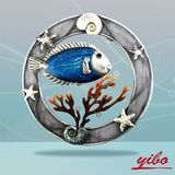 Metal Fish Plaque Decorative Metal Circle Wall Art