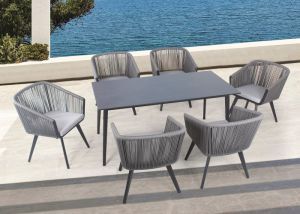 Hot Sale Garden Restaurant Patio Outdoor Dining Table Rope Chairs Set