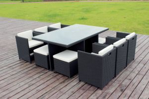 Wholesale Garden Outdoor Space Saving Rattan Dining Table Chairs Furniture Set