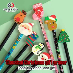 Promotion Hot Sale School Supply Christmas Festival Pencil Topper Eraser (GW222)