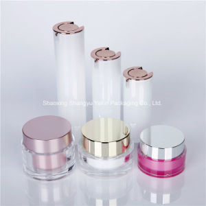 Acrylic Round Pearly White Airless Cosmetic Bottle