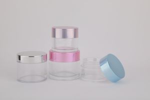 Luxury Empty Plastic Round Cosmetic Jars OEM Acrylic Cream Container 5g 15g 20g 30g 50g Clear Cosmetic Jar with Lids