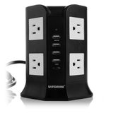 Safemore Smart Power Plug Surge Protector Power Strip Tower 8-Outlet 4-USB Desktop Charging Station Multiple Plug Outlets with 6.5FT/2m Long Power Cord 110V