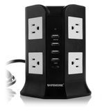 Safemore Smart Power Plug Surge Protector Power Strip Tower 8-Outlet 4-USB Desktop Charging Station Multiple Plug Outlets with 6.5FT/2m Long Power Cord 110V