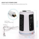 Surge Protector with Dual USB Safemore 6 Universal AC Outlet Power Strip and 2 Ports Smart USB Multi Plug Tower Extension Socket