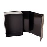 2022 New Design Flip Foldable Gift Box with Magnetic Closure Lid Black Book-Shaped Paper Packaging Magnetic Gift Box