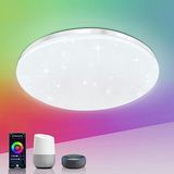 Extrasta 20W LED WiFi Smart Ceiling Light, 2000lm WiFi Dimmable RGB Ceiling Light Voice Control Dimmable Multicolor Round Ceiling Lights