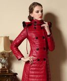 Women Big Pockets Fur Trimmed Hood Down Coat with Drawstring Waist