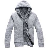 Youth Men′s Cardigan Sweater Fleece Thick Hoodies Knitted Sweater Warm Men Casual Coat Winter Jacket