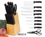 15pcs Knife Set with Pine Wood Block (KN29210)