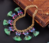 Fashion Design Rope Tassel Choker Gold Chain Necklace