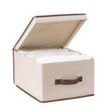 Beige Folded Wholesale Fabric Gift Box Toy Storage Box with Lid