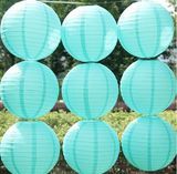 2016 New Arrival Tiffany Blue 20cm Round Paper Lantern for Wedding Decoration