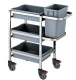 Guangzhou South Hotel Articles Co., Ltd 3 Tiers Knock-Down Plate Collect Trolley with Plastic Basin