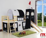 Solid Pine Wood Children MID Sleeper Bed with Tent