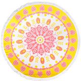 1500mm Round Beach Towel with Tassels, 100 Cotton Printed Beach Towel /Turkish Towel with Tassel Fringe for