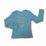 Women′s Round-Neck Long-Sleeve T-Shirt (KT01)