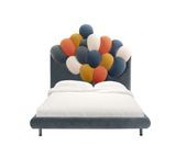 Balloon Pattern Bunk Bed Frames Velvet Upholstered Modern Bedroom Furniture Kids′ Beds