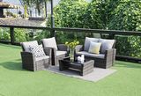 4 Piece Rattan K/D Outdoor Furniture Sofa Set