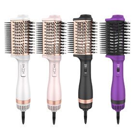 Hair Straightener Hot Air Brush W/ PTC Heater 3 in 1 Hair Dryer Straightening Brush with 3 Control Modes 75mm
