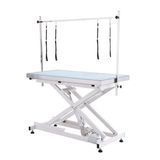 48 Inch Large Dog Hydraulic Pet Grooming Table LED Light X-Lift Heavy-Duty Stainless Steel Frame Electric Pet Dog Grooming Table