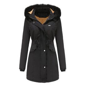 Custom Design Hooded Fleece Winter Jackets 2022 Women's Parkas Outdoor  Detachable Fleece Fur Hood Jacket