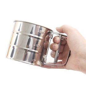 Professional baking food manual handheld sieve cup stainless steel hand crank flour sifter