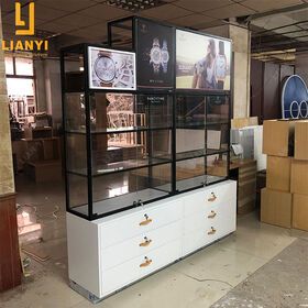 Luxury Watch Tower Display With Adjustable Glass Shelving Watch Display Cabinet Stand
