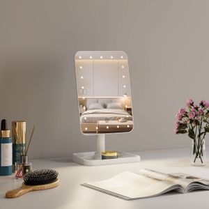 Smart Tabletop Women Rechargeable Portable Make Up Led Professional Vanity Mirror With Lights Rechargeable Table Makeup Mirror