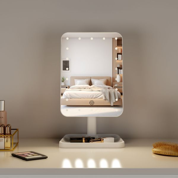 Factory Supply Manufacturers Portable Adjustable Lighted Vanity Mirror With Lights Rechargeable Table Led Makeup Mirror